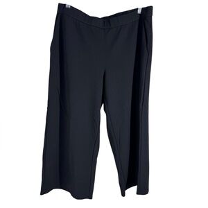 Eileen Fisher wide leg cropped black lyocel soft pants Large